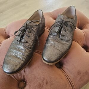 Michael Kors Metallic Gunmetal Lace-Up Oxfords